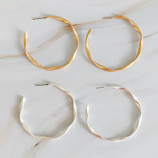 Gentle Wave Sleek Hoop Earrings by Ellisonyoung.com