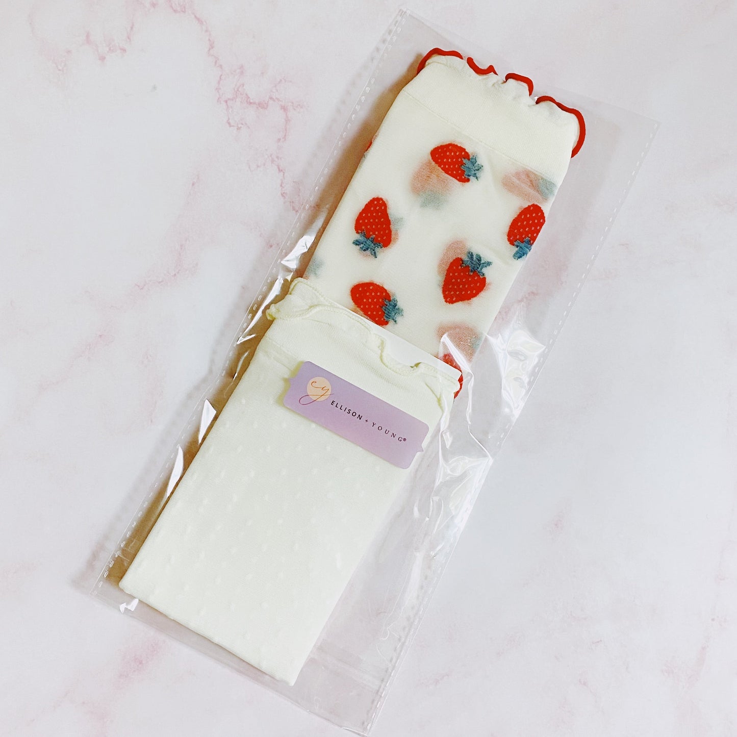 Dots And Strawberries Sheer Socks Set Of 2 Pairs by Ellisonyoung.com