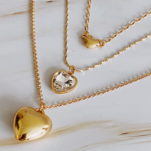Triple Heart Pendant Necklace Set Of 3 by Ellisonyoung.com
