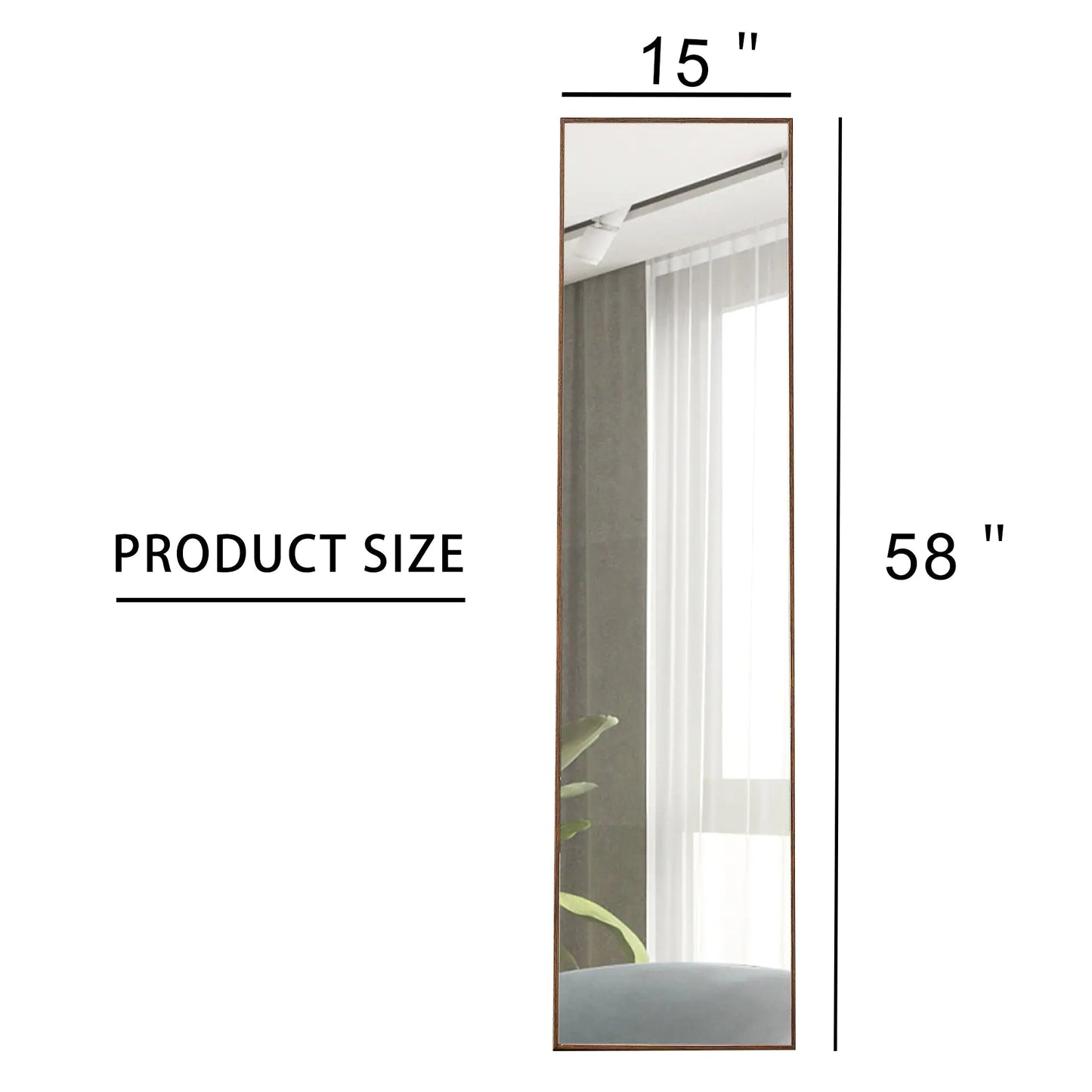 Solid Wood Broen Frame Full Length Mirror