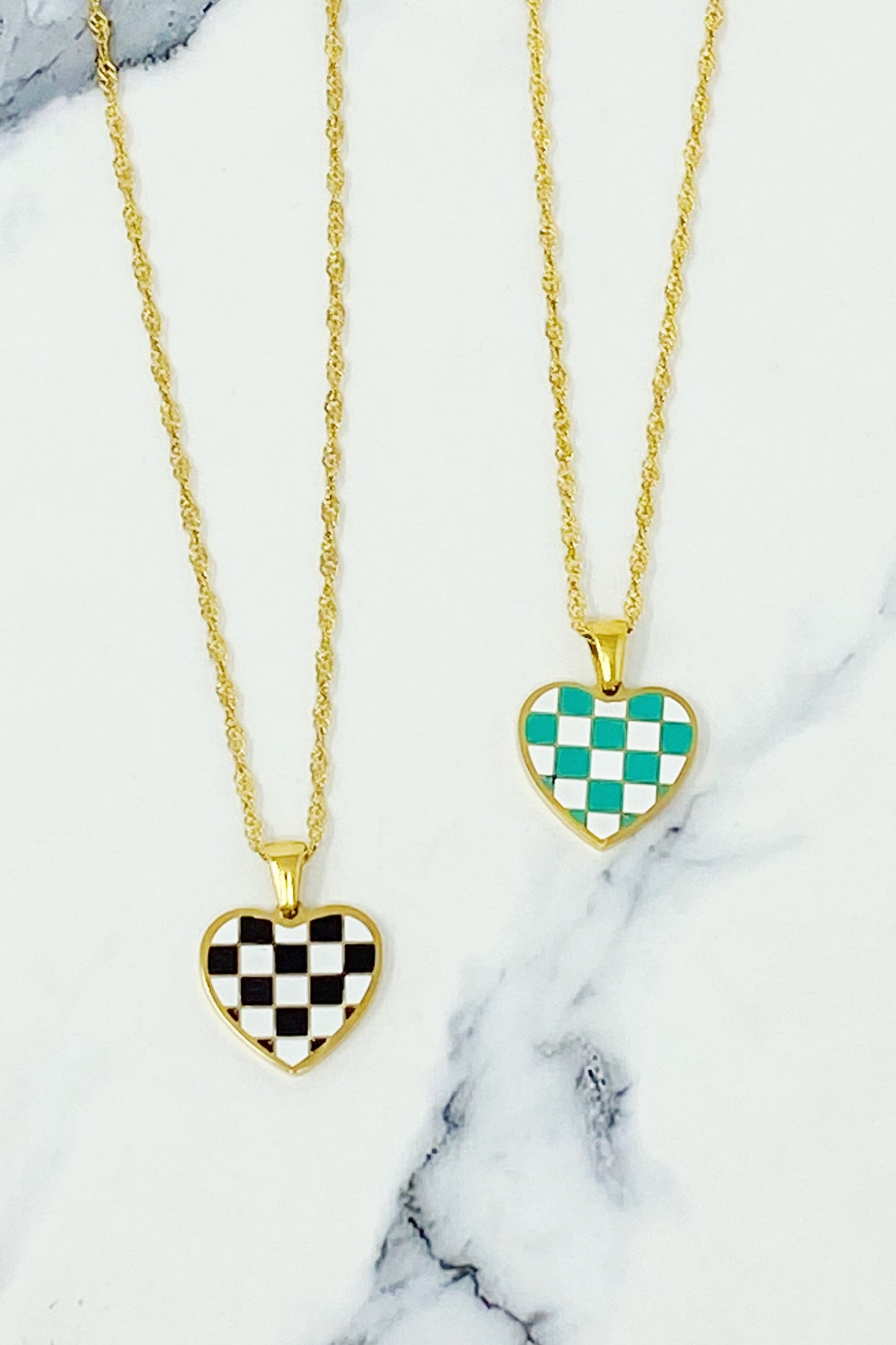 Checkered Heart Necklace by Ellisonyoung.com