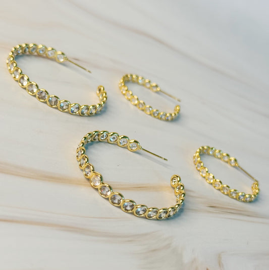 Floating Bezel Crystal Hoop Earrings by Ellisonyoung.com