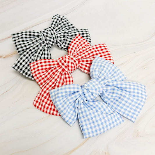 Gingham Bow Pretty Bow Hair Clip by Ellisonyoung.com