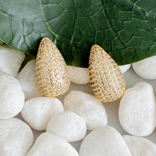 Paved Teardrop Stud Earrings by Ellisonyoung.com