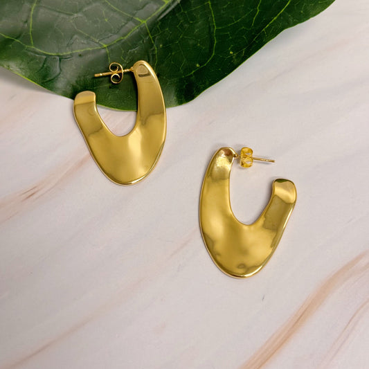 Polished Golden Art Hoop Earrings by Ellisonyoung.com