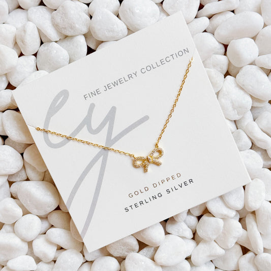 Shine Classy Bow Sterling Silver Necklace by Ellisonyoung.com