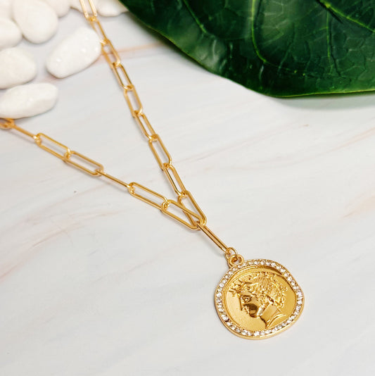 Glam Edge Coin Link Chain Necklace by Ellisonyoung.com