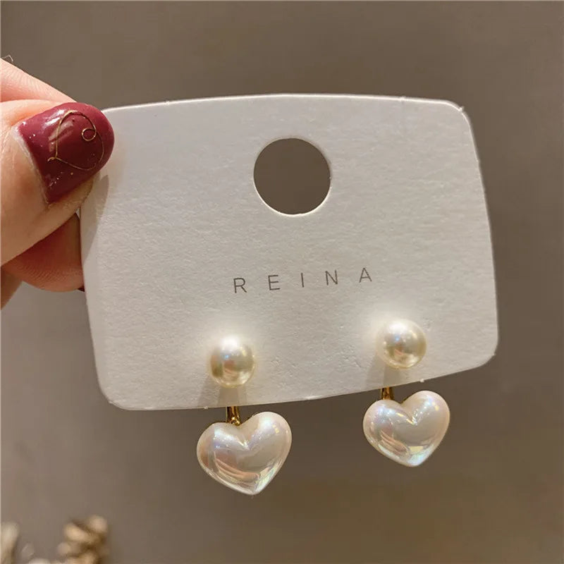 2025 New Fashion Oversized White Pearl Drop Earrings for Women Bohemian Golden Round Zircon Wedding Earrings Jewelry Gift