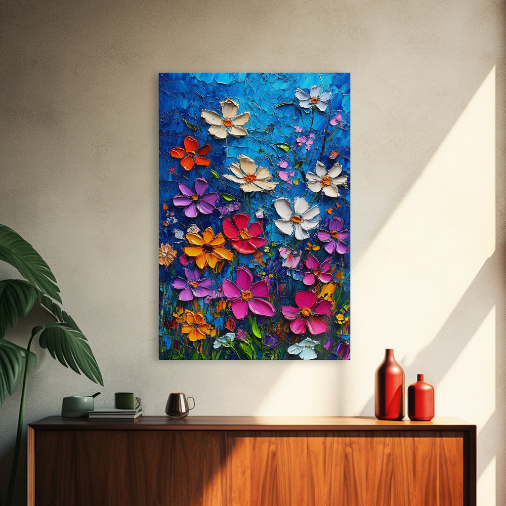 Wildflower Oil Painting Print, Wildflowers Home Decor, Boho Wall Art, Botanical Art, Oil Painting Wall Art, Floral Wall Prints