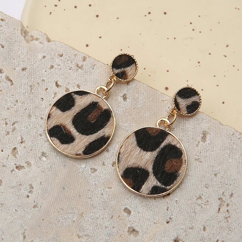 New Square Suede Leopard Earrings