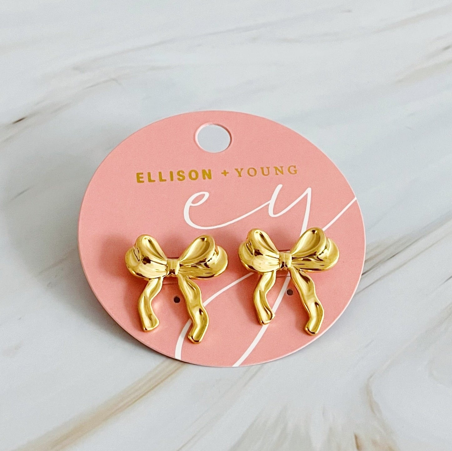Gold Molten Ribbon Earrings by Ellisonyoung.com
