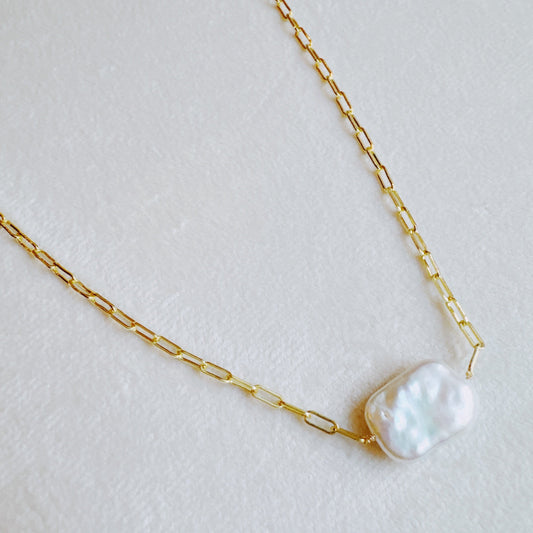 Hannah Baroque Pearl Chain Necklace by Ellisonyoung.com
