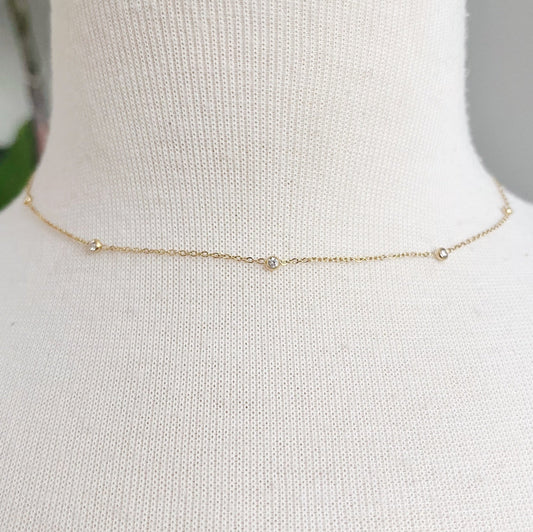 Dainty Bezeled Sparkle Necklace by Ellisonyoung.com