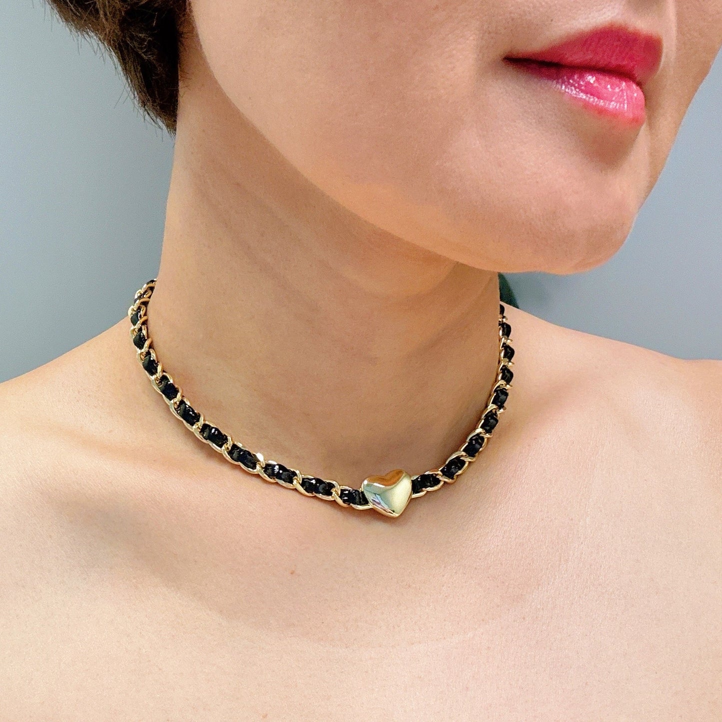 Edgy Heart Chain Choker Necklace by Ellisonyoung.com