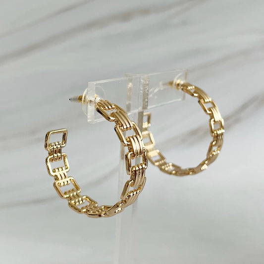 Linked Golden Hoop Earrings by Ellisonyoung.com