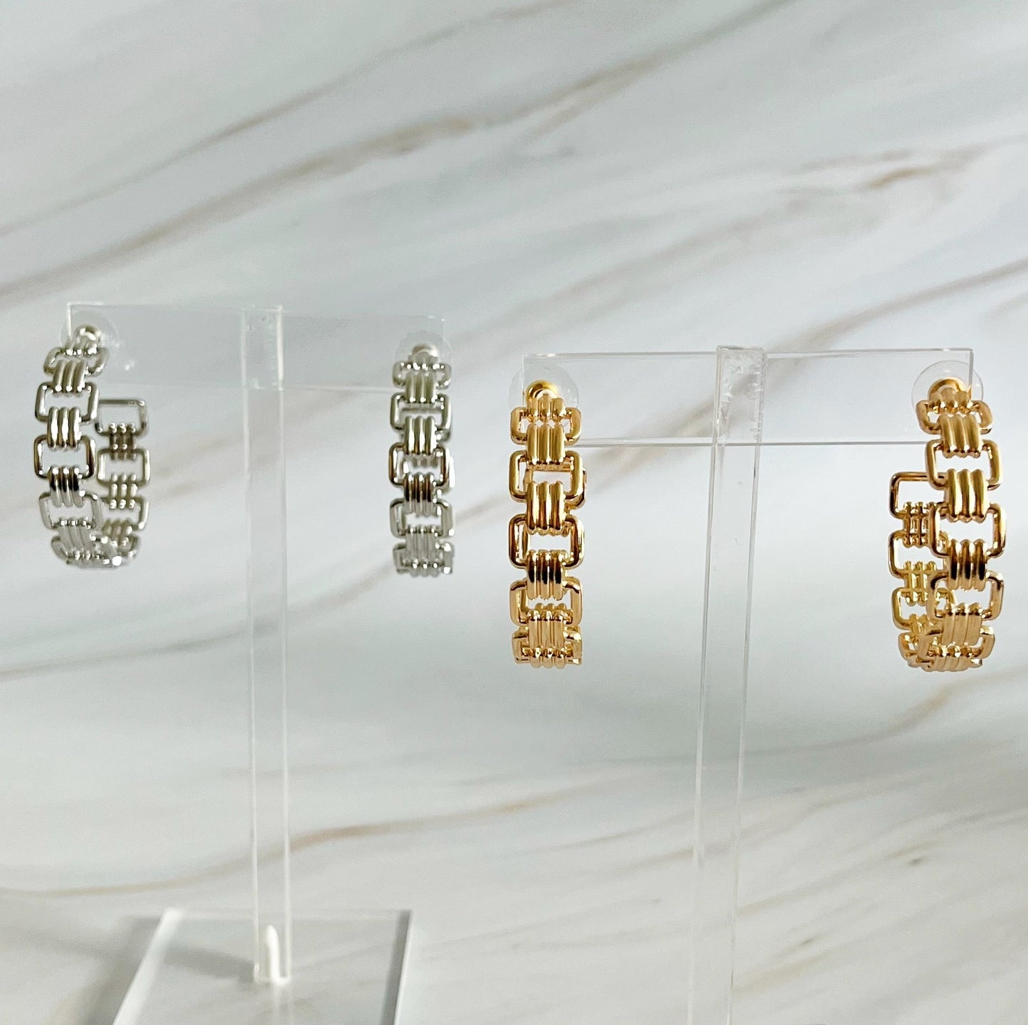 Linked Golden Hoop Earrings by Ellisonyoung.com