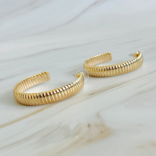 Lux Cabled Golden Hoop Earrings by Ellisonyoung.com