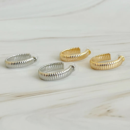 Small Lux Cabled Golden Hoop Earrings by Ellisonyoung.com