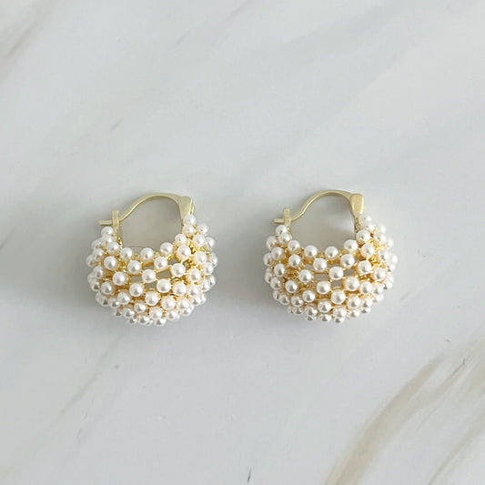 Pearl Knit Hoop Earrings by Ellisonyoung.com