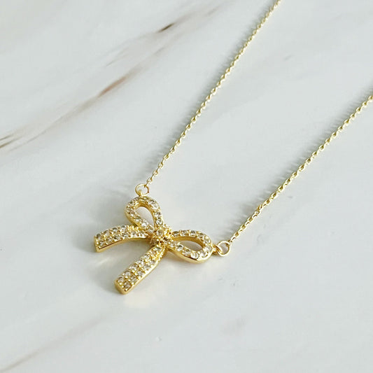 Simply Shine Bow Necklace by Ellisonyoung.com