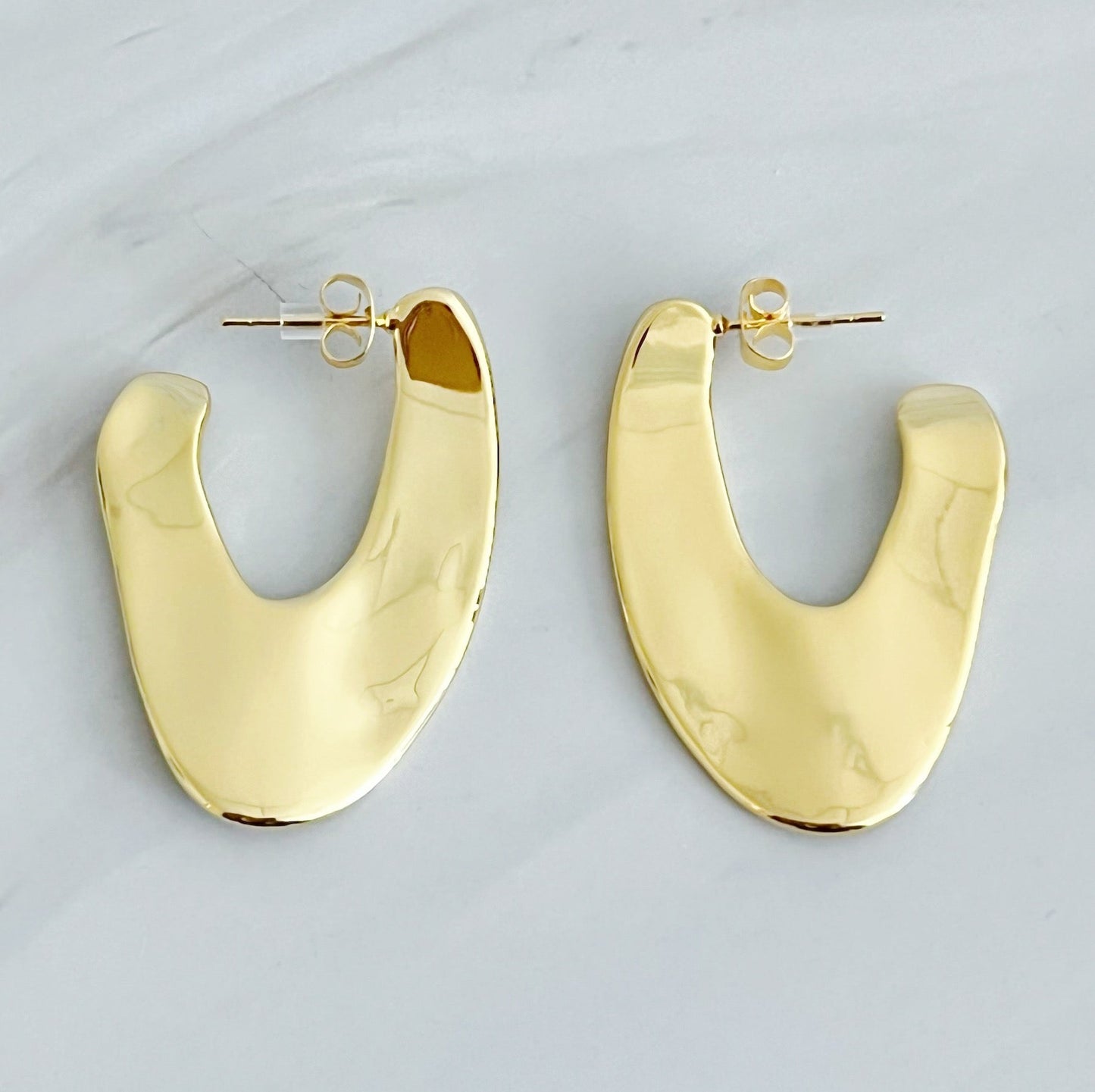 Polished Golden Art Hoop Earrings by Ellisonyoung.com