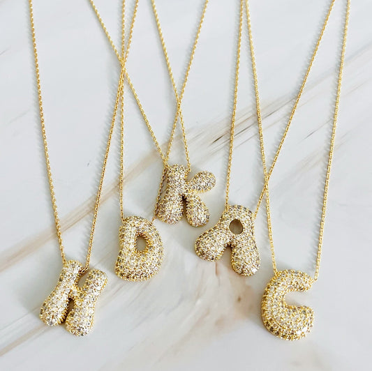 Crystal Bubble Initial Necklace by Ellisonyoung.com