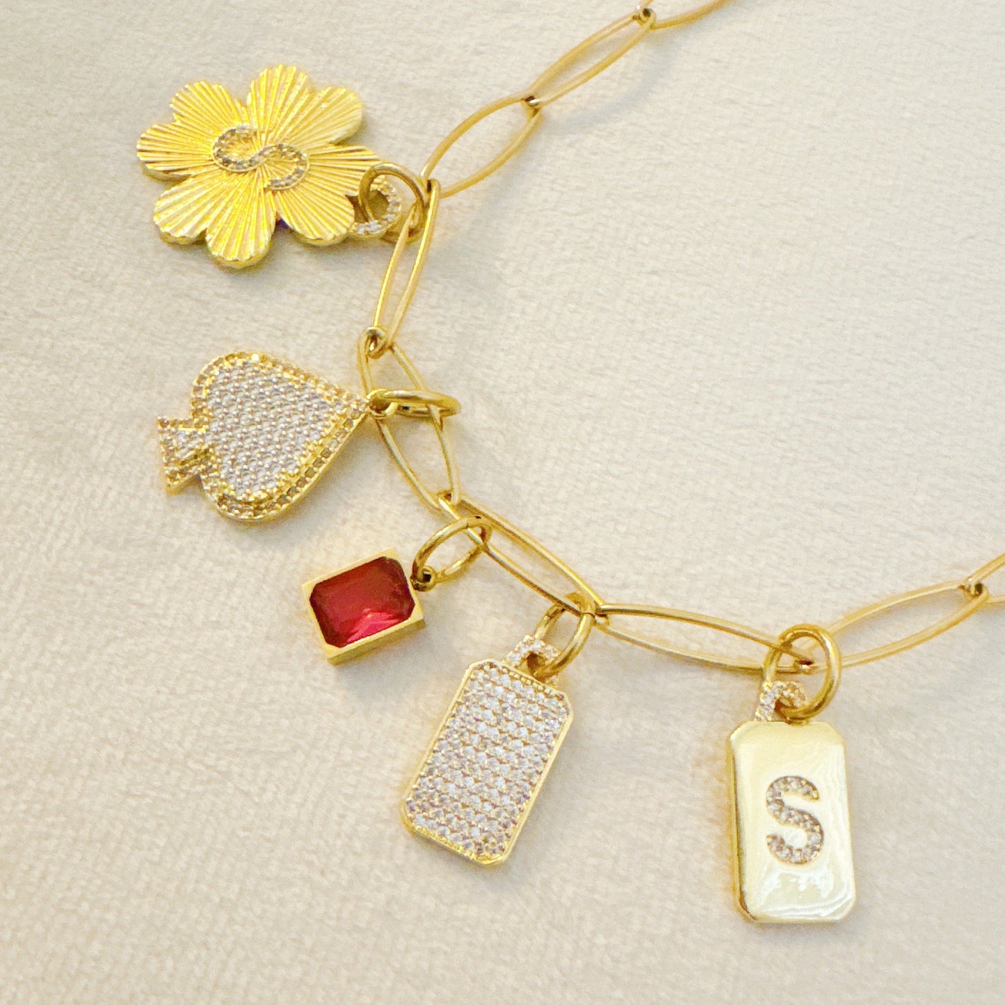 Initial Edge Square Seamless Clip Charm by Ellisonyoung.com