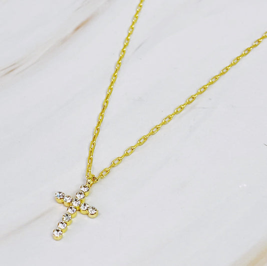 Faceted Crystal Cross Necklace by Ellisonyoung.com