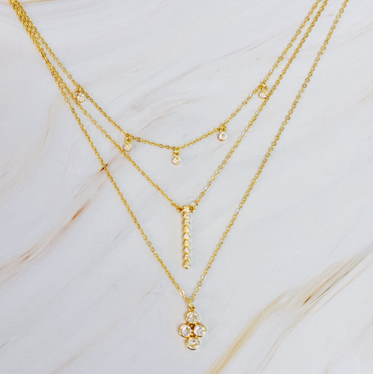 Bezel Crystals Layered Chain Necklace by Ellisonyoung.com