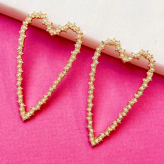 Pearl Encrusted Heart Earrings by Ellisonyoung.com