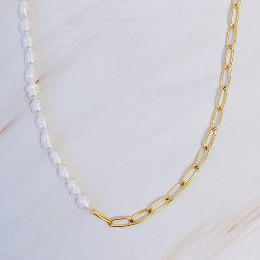Freshwater Pearls And Chain Necklace by Ellisonyoung.com
