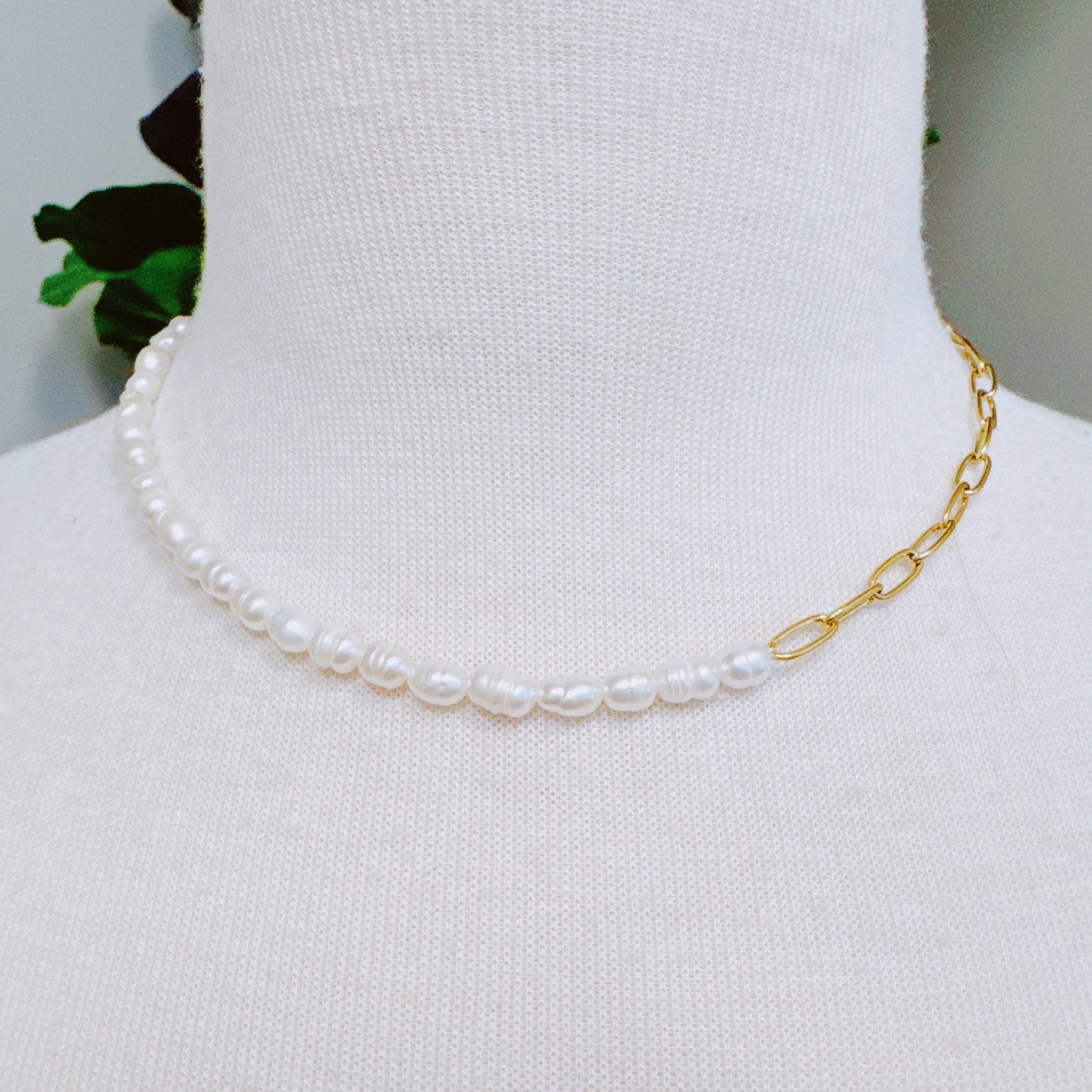 Freshwater Pearls And Chain Necklace by Ellisonyoung.com