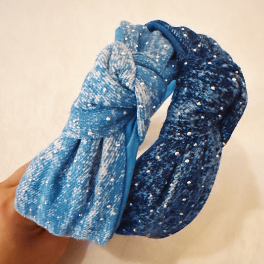 Shine Stud Distressed Jean Headband by Ellisonyoung.com