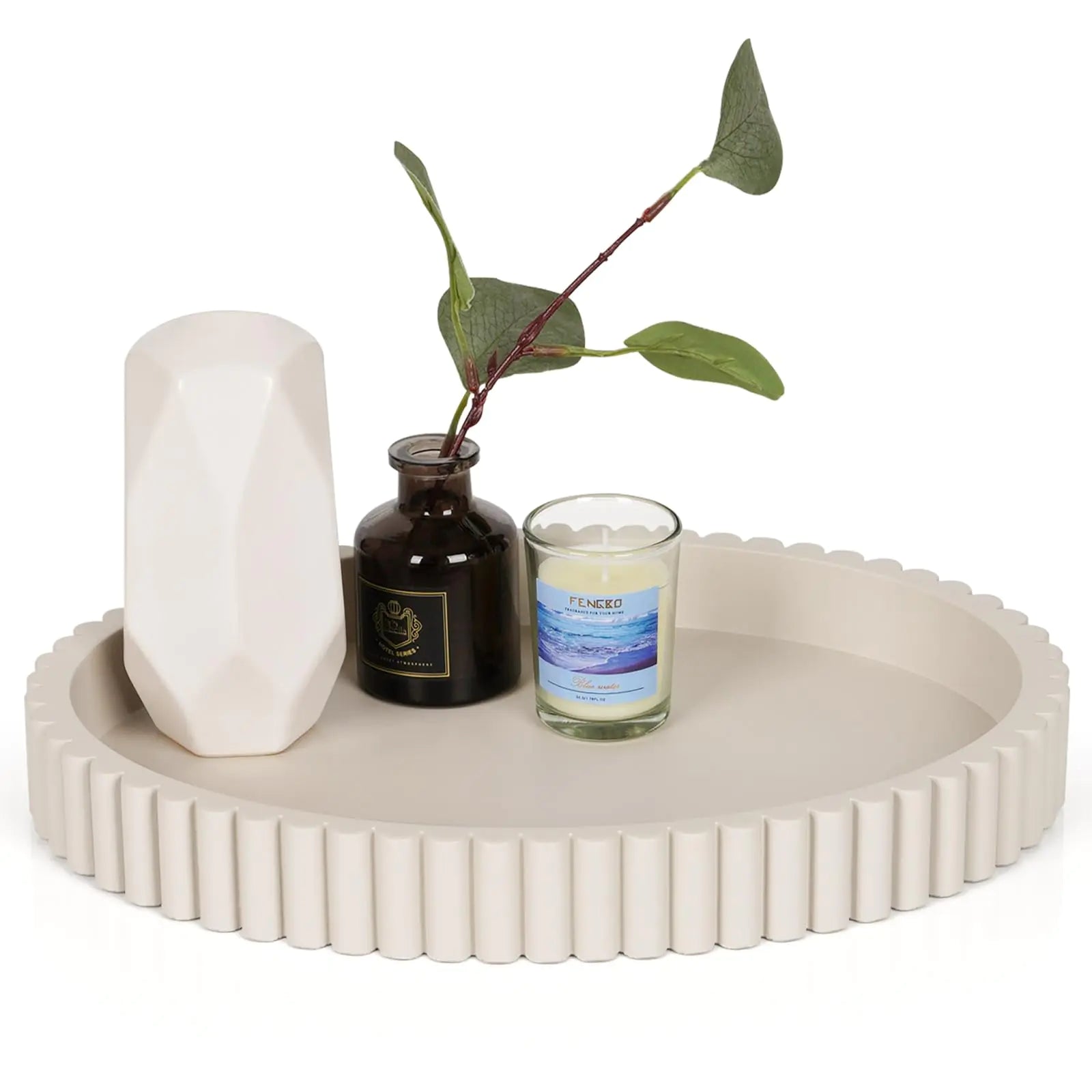 Cathyeen Oval Tray for Coffee Table Decor 13" Concrete Coffee Table Tray Table Centerpieces Decorative Trays for Home Decor Modern Decorative Trays for Coffee Table Centerpiece Tray Gray