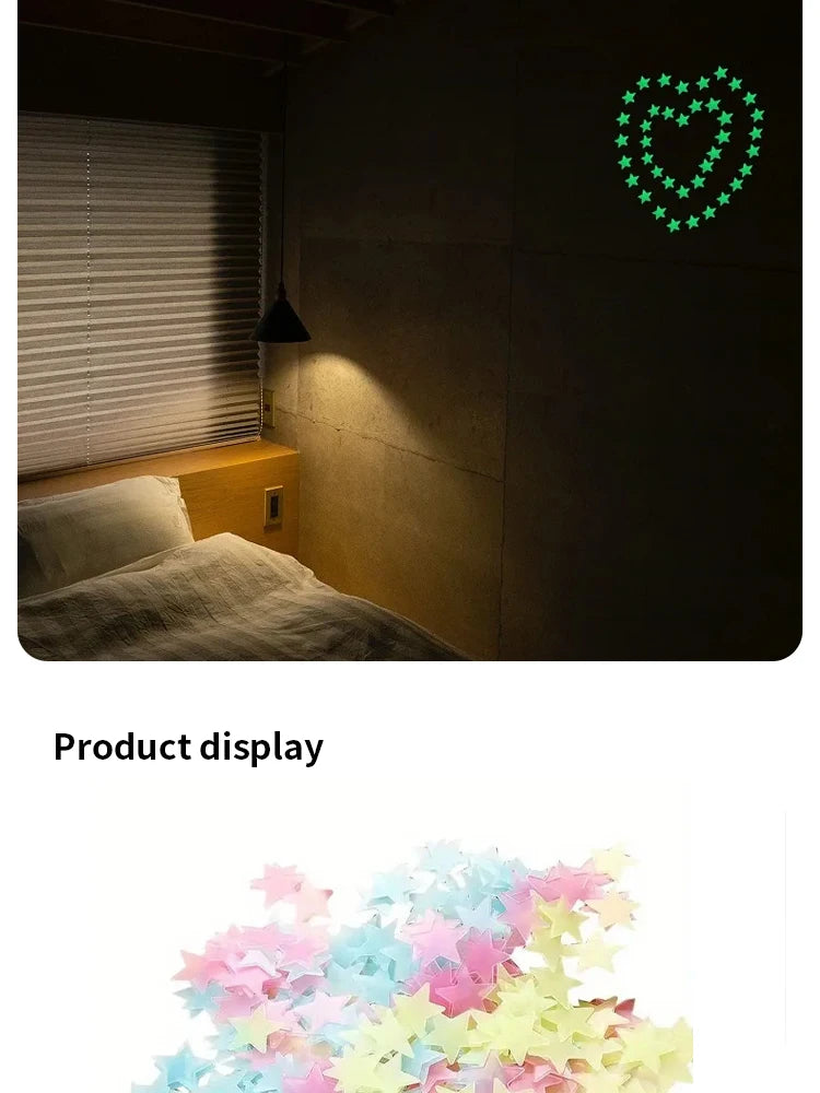 Luminous Stars Wall Stickers Bedroom Living Room Fluorescent Stickers Room Decoration Stickers Luminous Wall Stickers 100pcs