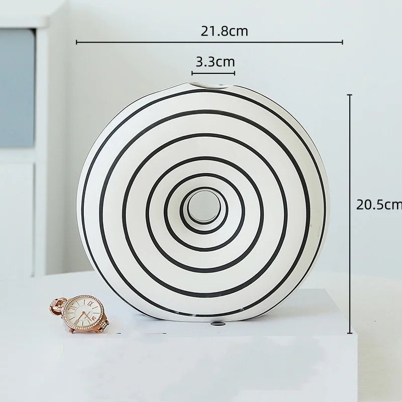 DecorBites™ Geometric Stripes Ceramic Vase with Round Cut-outs for Home Decor