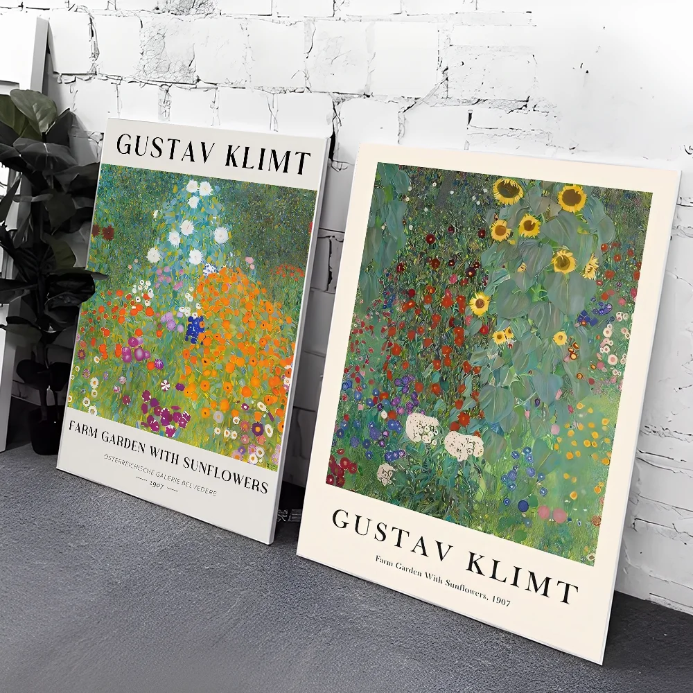 Gustav Klimt Flower Garden Sunflowers Anime Posters Sticky HD Quality Wall Art Retro Posters for Home