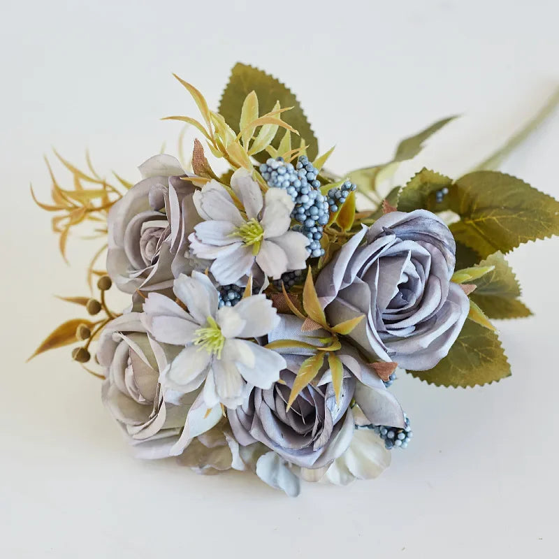 DecorBites™ Artificial Western Rose Bouquet - Wedding Decor 8 Colors Peonies Fake Flowers