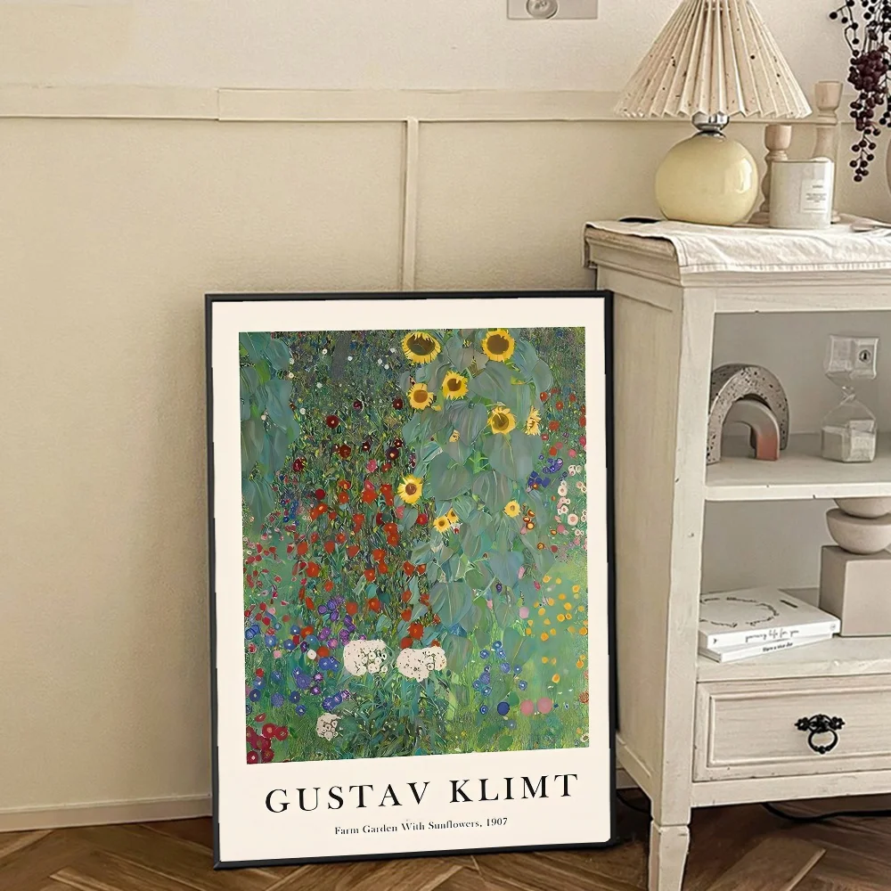 Gustav Klimt Flower Garden Sunflowers Anime Posters Sticky HD Quality Wall Art Retro Posters for Home