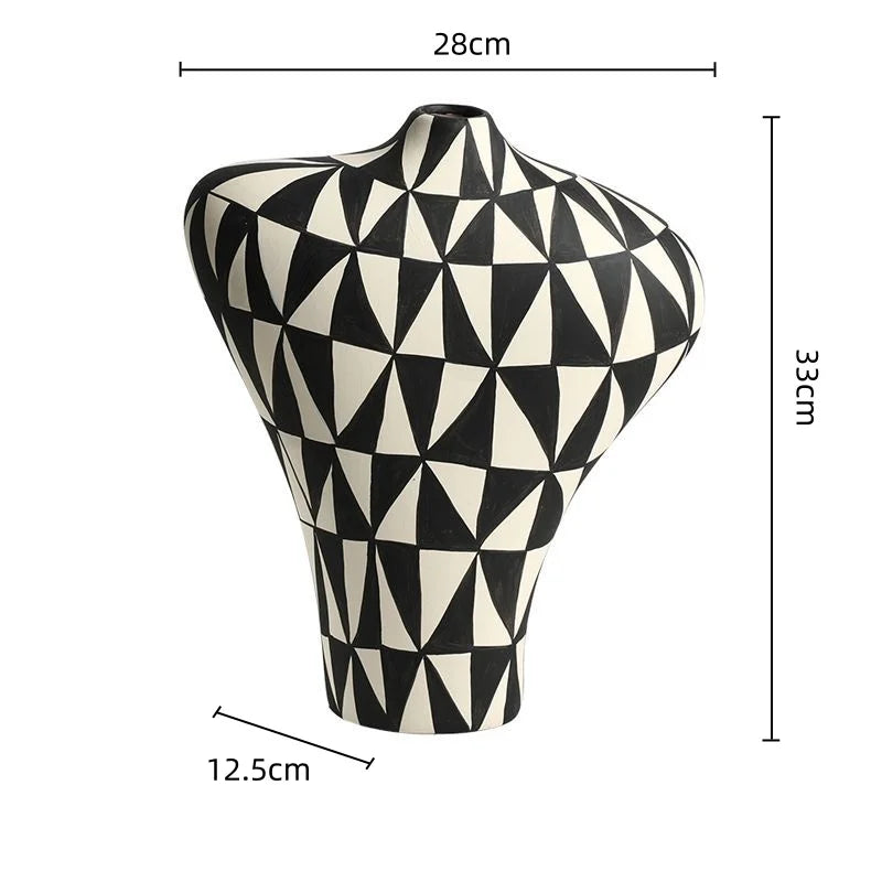 DecorBites™ Geometric Diamond Ceramic Vase for Home Decoration and Flower Arrangement