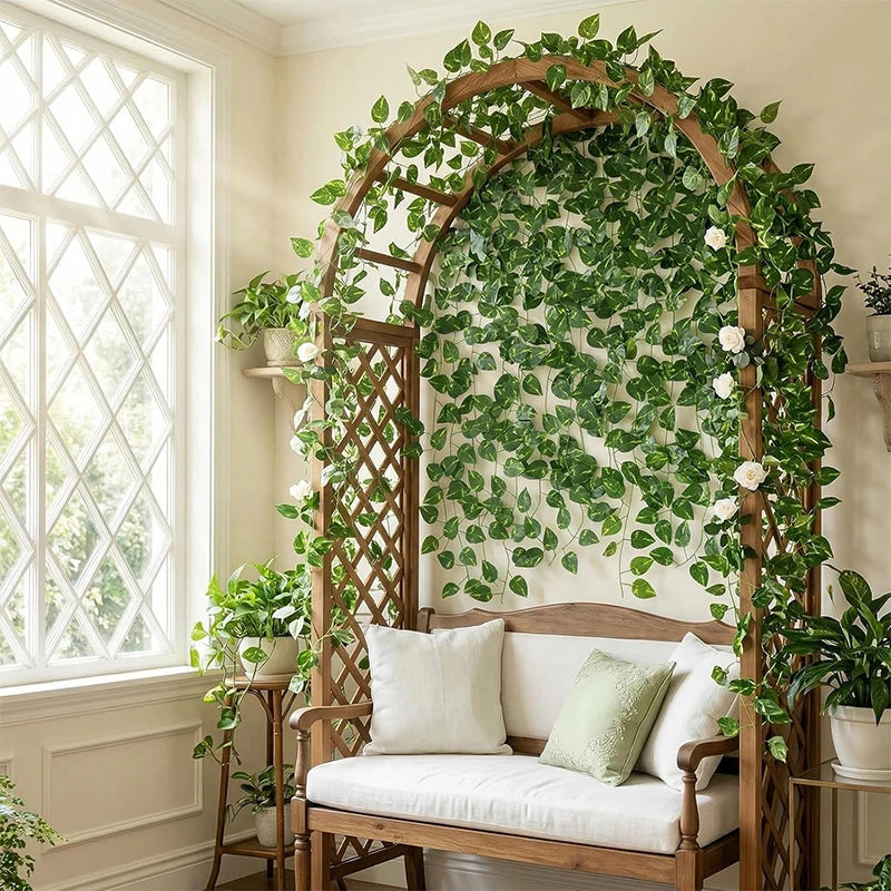 4/8/12M Artificial Plant Green Ivy Leaf Garland Fake Plant Creeper Hanging Vine Outdoor DIY Garden Wall Wedding Party Home Decor