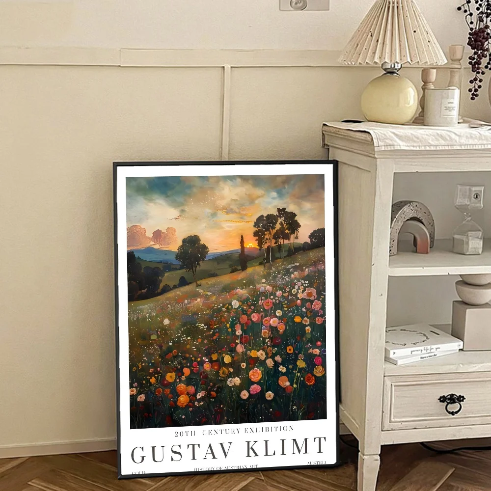 Gustav Klimt Flower Garden Sunflowers Anime Posters Sticky HD Quality Wall Art Retro Posters for Home