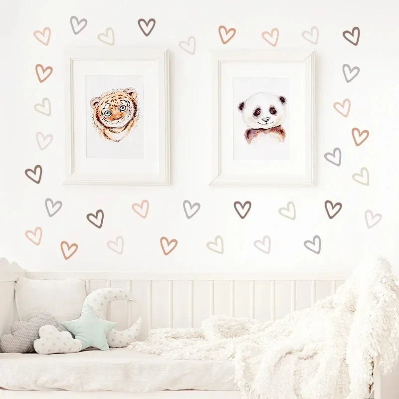 Boho Hearts Wall Stickers For Home Living Room Children Girl Boy Bedroom Decoration Baby Nursery DIY Art Decals Wallpaper