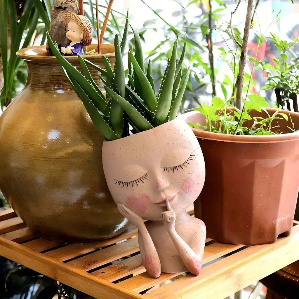 1 Piece Girl Face Vase, Creative Home Decoration, Balcony Living Room Decorative Ornament