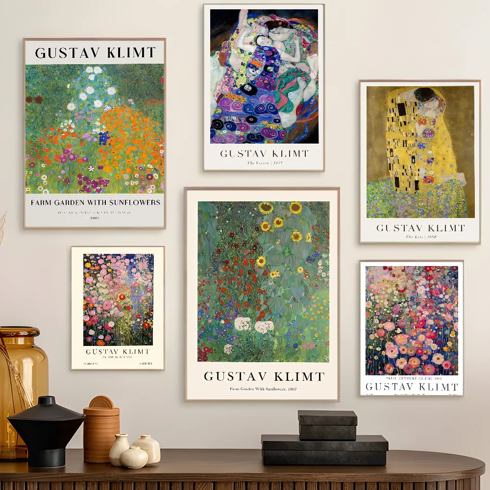 Gustav Klimt Flower Garden Sunflowers Anime Posters Sticky HD Quality Wall Art Retro Posters for Home