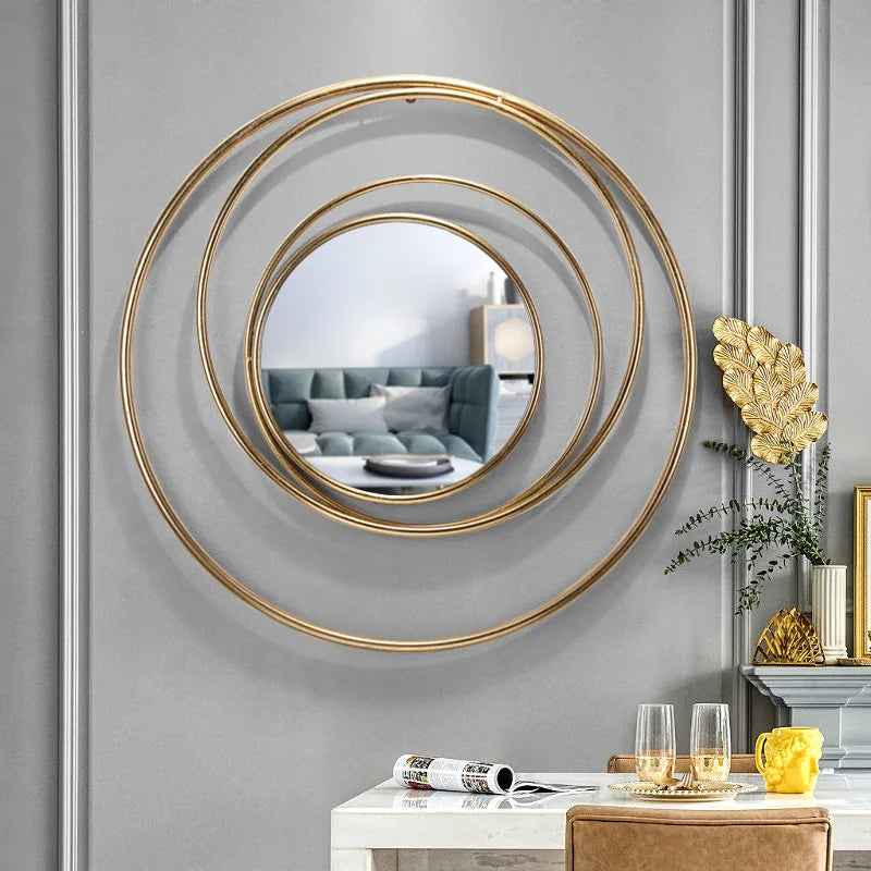 Nordic European Style Home Decor Sun Mirror Light Luxury Background Decoration Wall Hanging For Hollywood Washroom Wall Mirror