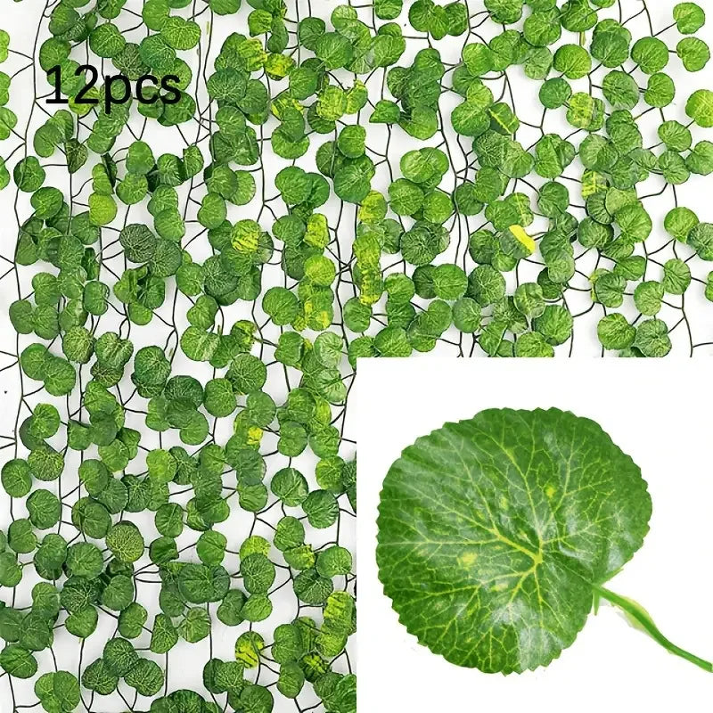 4/8/12M Artificial Plant Green Ivy Leaf Garland Fake Plant Creeper Hanging Vine Outdoor DIY Garden Wall Wedding Party Home Decor