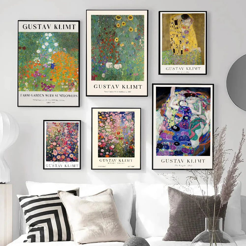 Gustav Klimt Flower Garden Sunflowers Anime Posters Sticky HD Quality Wall Art Retro Posters for Home