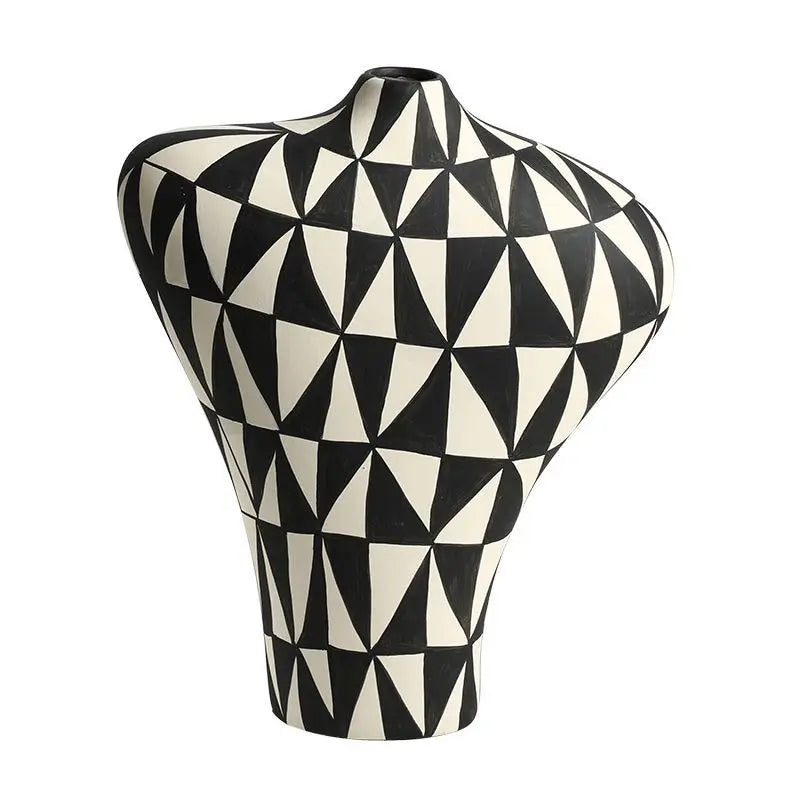 DecorBites™ Geometric Diamond Ceramic Vase for Home Decoration and Flower Arrangement