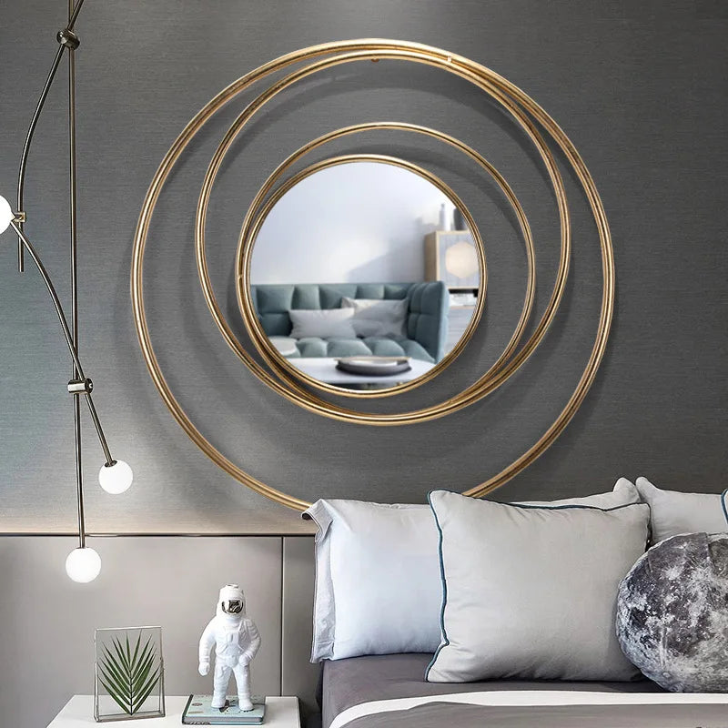 Nordic European Style Home Decor Sun Mirror Light Luxury Background Decoration Wall Hanging For Hollywood Washroom Wall Mirror